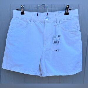 MANGO HIGH-RISE DENIM SHORTS WHITE SIZE US-6 NWT